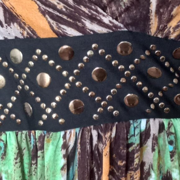 NWT Studio West Sz XL Faux Wrap Multicolor Animal Print Beaded Waist Dress - Picture 5 of 8